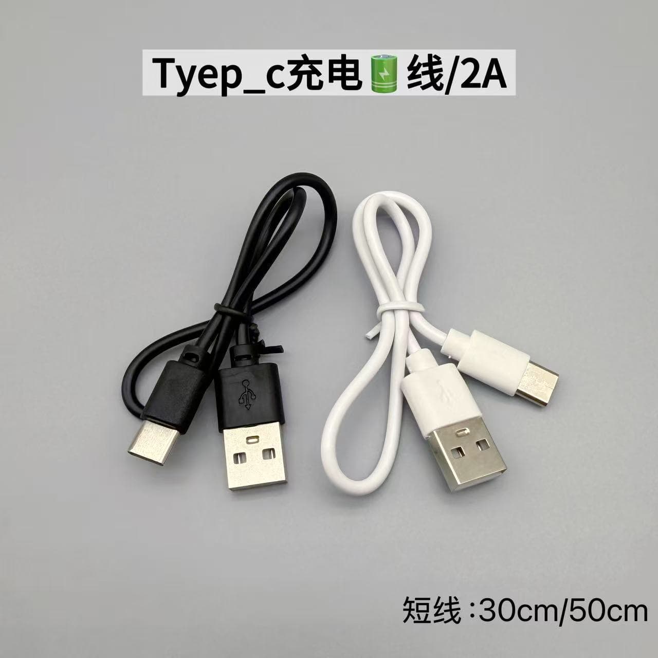 USB to Type-C Charging Cable, White 0.5M 2A Type-C Charging Cable 30cm
