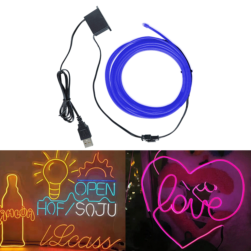 2.3el Cold Light Line 3v Battery Box Set Halloween Glowing Props Mask 3-5m Glowing Line Decorative Lighting
