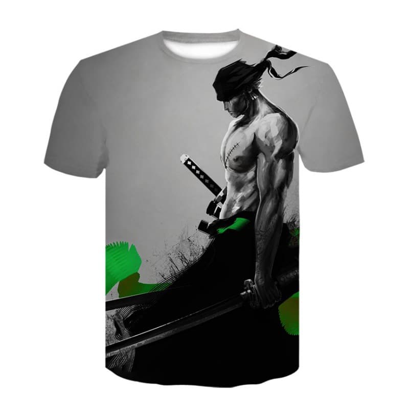 Pirate hunter Roronoa Zoro 3D printed short-sleeved One Piece half-sleeved T-shirt cross-border shipping