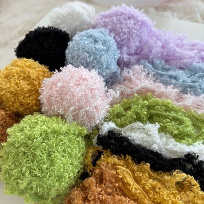 Creative DIY Bean Pod Doll Wig Plush Teddy Curly Yarn Wool Loop Yarn Doll Accessories Cheap