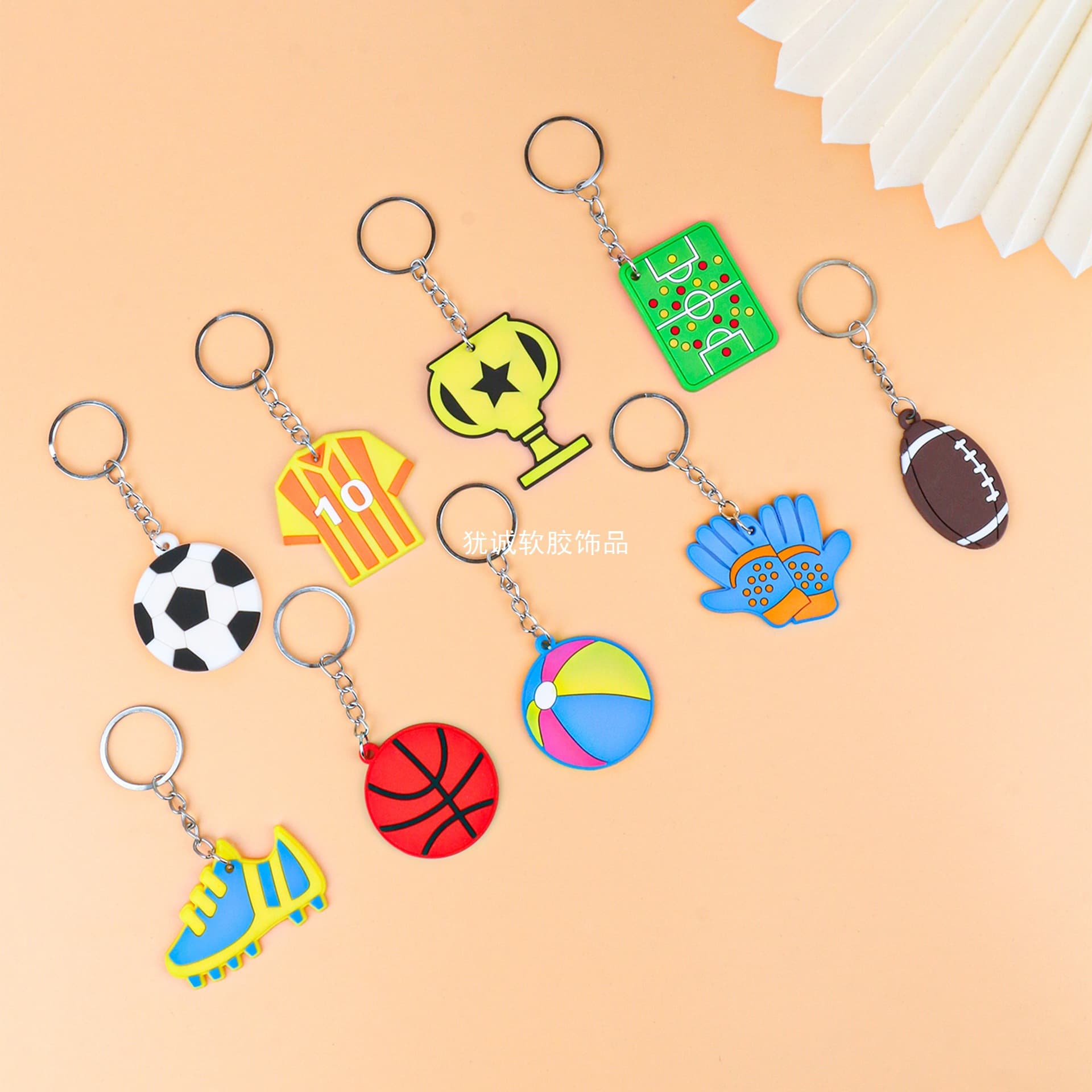 World Cup Soccer Keychain Cross-border Flat 2D Acrylic Soccer Keychain Sports Jersey Trophy Keychain