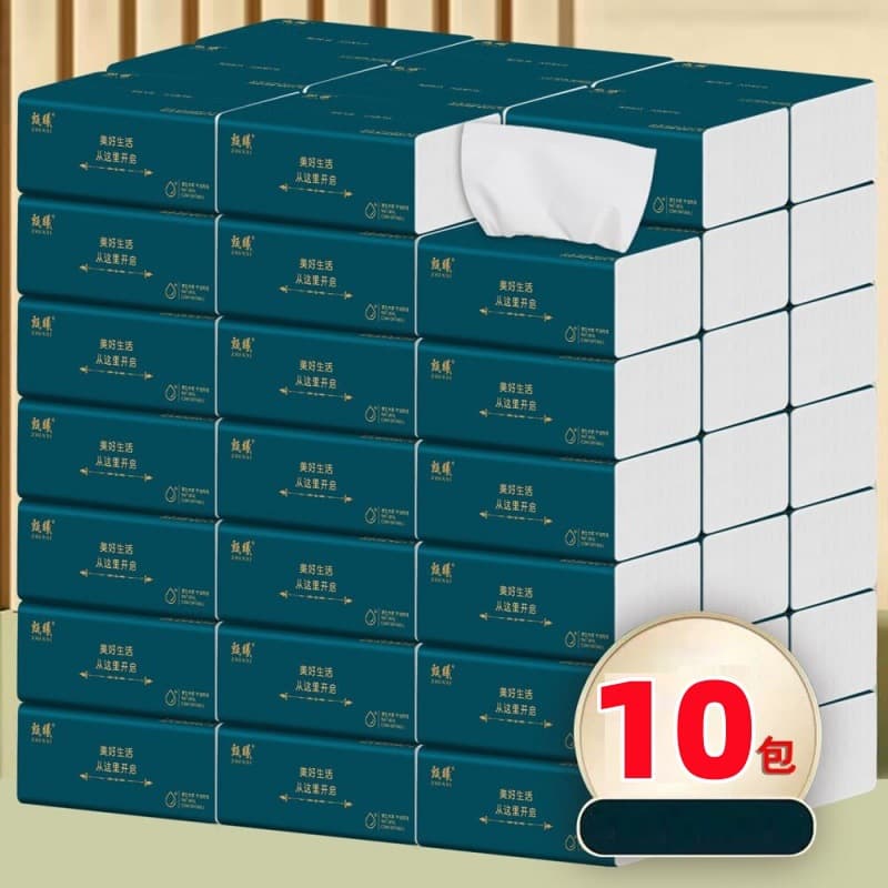 New User Exclusive 10 Packs of Wood Pulp Facial Tissues, Household Economical Portable Toilet Paper for On-the-Go Use