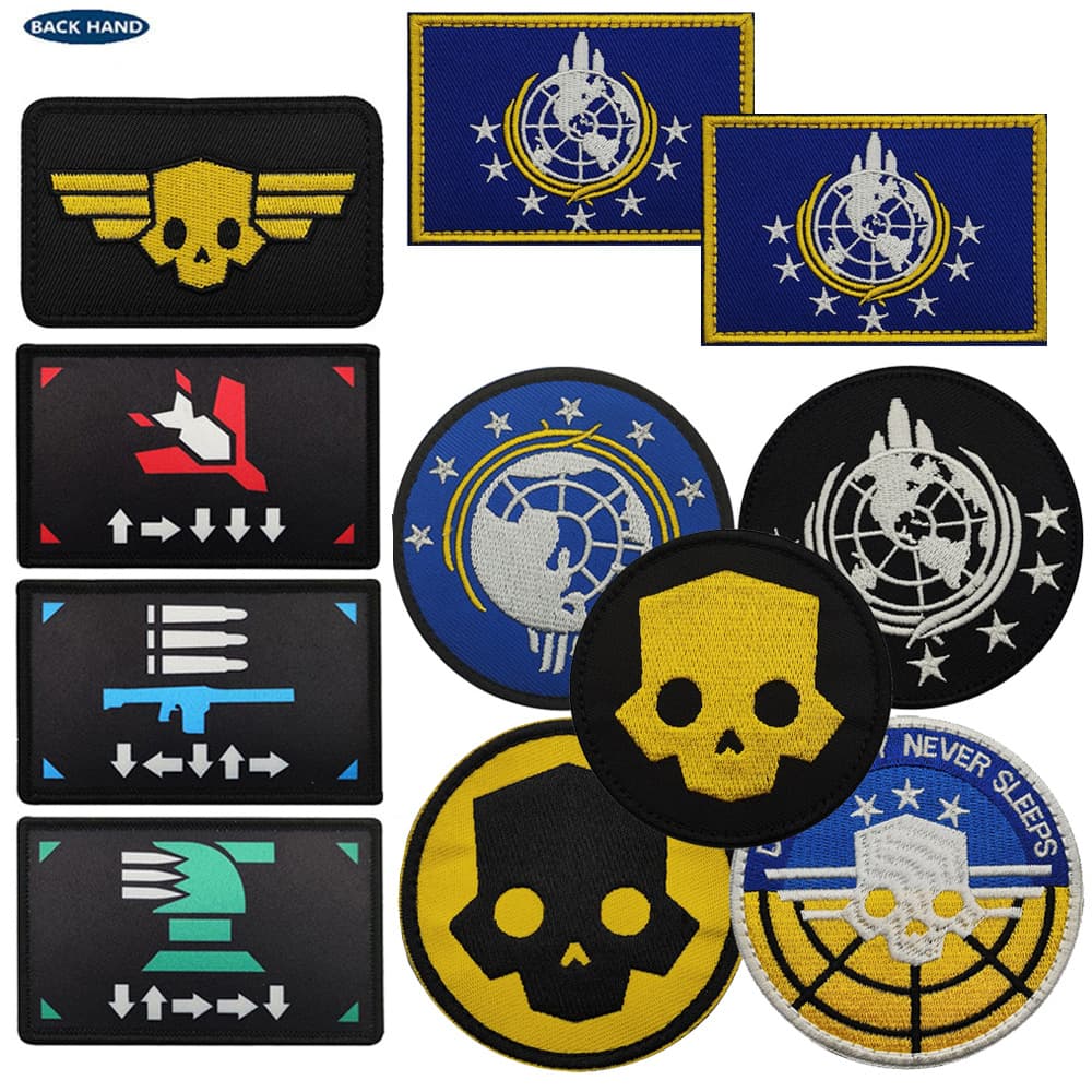 Helldivers 2 Game Merchandise Embroidered Patch Helldiver Hook-and-Loop Badge Patch