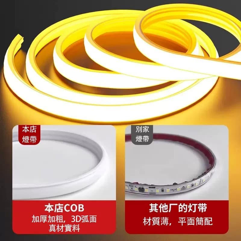COB LED Strip Light 110V for Overseas Use, Ceiling Plug-in Self-Adhesive Bedside LED Soft Light Strip, Outdoor Waterproof