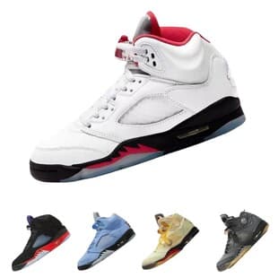 Export AJ5 Men's High Top Basketball Shoes Air Jordan 5 Cushioned Unisex Basketball Shoes Rukawa Kaede Fire Red Sports Shoes