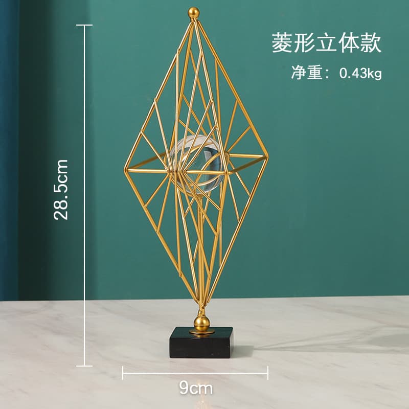 Cross-border wrought iron ginkgo leaf home decor ornament, high-end niche living room office desktop metal craft