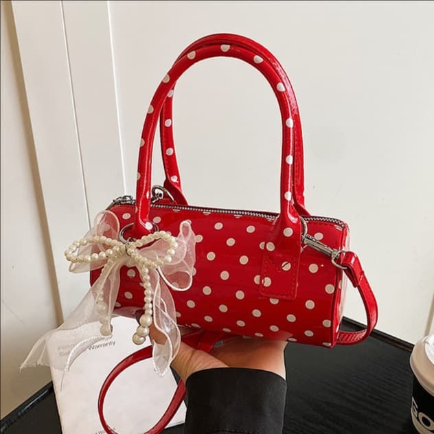 2025 New Korean Summer Handbag Small Tote Bag Women Premium Polka Dot Pillow Bag Single Shoulder Crossbody Bag