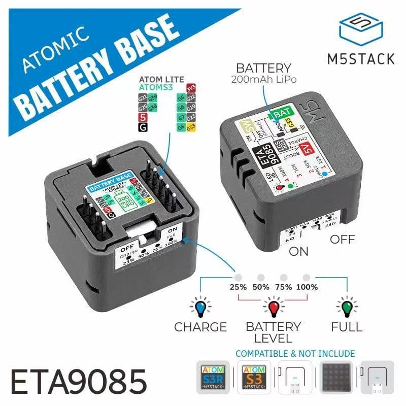 Official M5Stack Atomic Battery Base Portable Power Base with Built-in 200mAh Battery