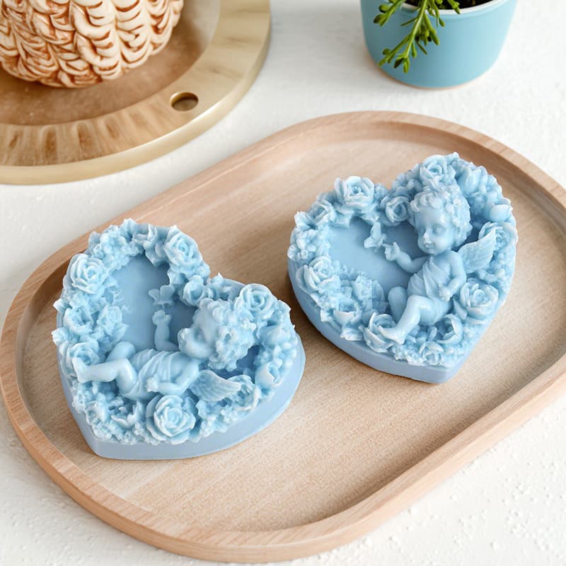 Amazon Hot Sale Heart Cute Flower Baby Angel Soap Handmade Soap Chocolate Candle Silicone Mold