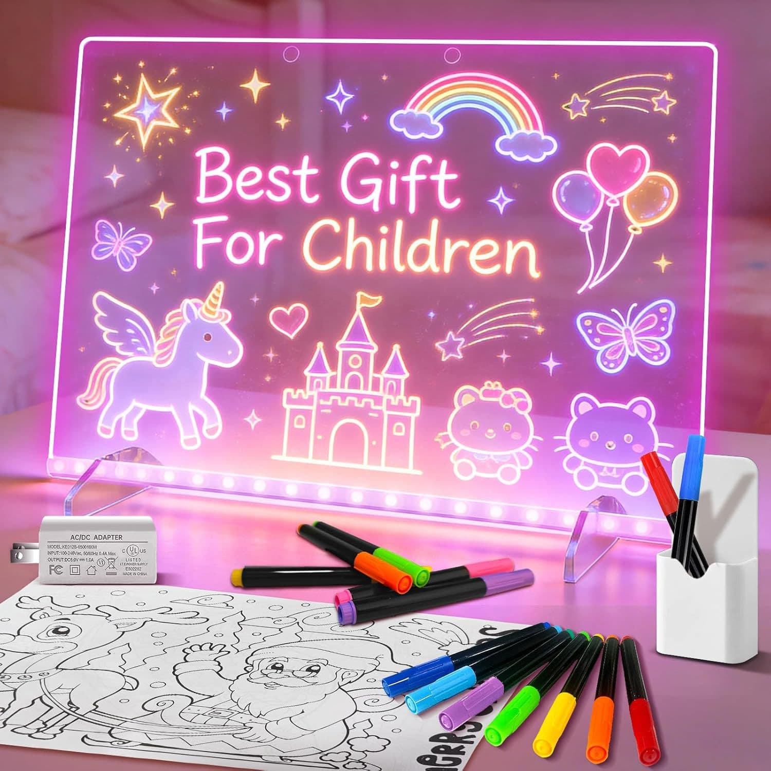 Cross-border Amazon DIY Children's Drawing Board Light-Up Drawing Board Children's Toy Graffiti Board 8-Color 6-Mode LED Drawing Board