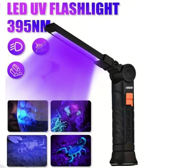 LED Work Light Foldable Rechargeable UV COB Multifunctional Magnetic Outdoor Flashlight Car Inspection Light Repair