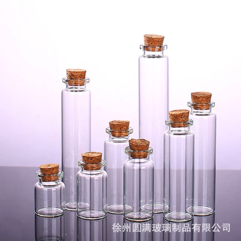 22mm Diameter Cork Stopper Bottle Borosilicate Clear Glass Bottle Small Bottle Flower Tea Packaging Bottle Wishing Bottle