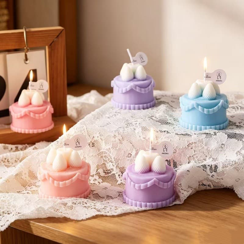 Strawberry Cake Aromatherapy Candle Silicone Mold Strawberry Birthday Cake Shape Squishy Mold Baking Tool Mold