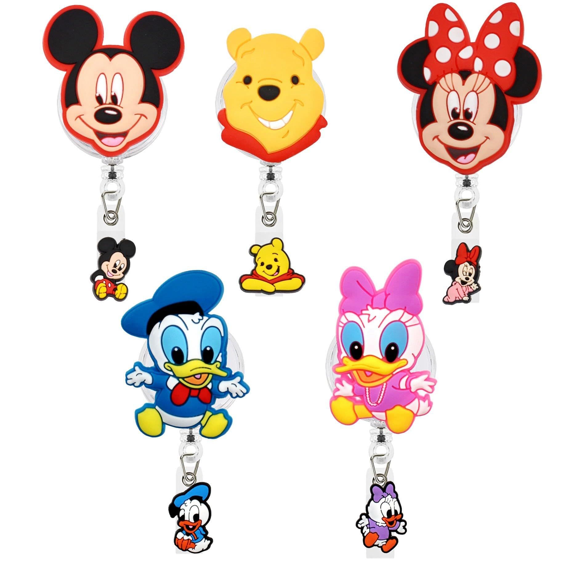 Cute cartoon Mickey Minnie easy-pull buckle telescopic easy-pull buckle Winnie the Pooh Donald Duck doctor nurse badge buckle