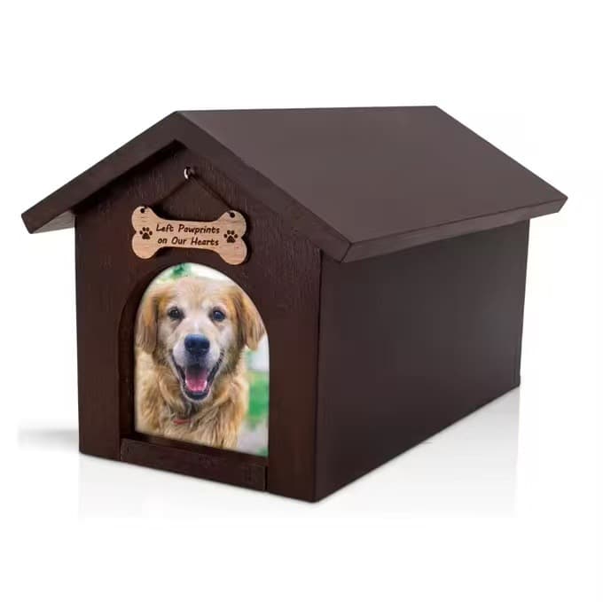 Cross-border Wooden Pet Urn with Photo Frame Cat Memorial House-shaped Funeral Ash Keepsake Box