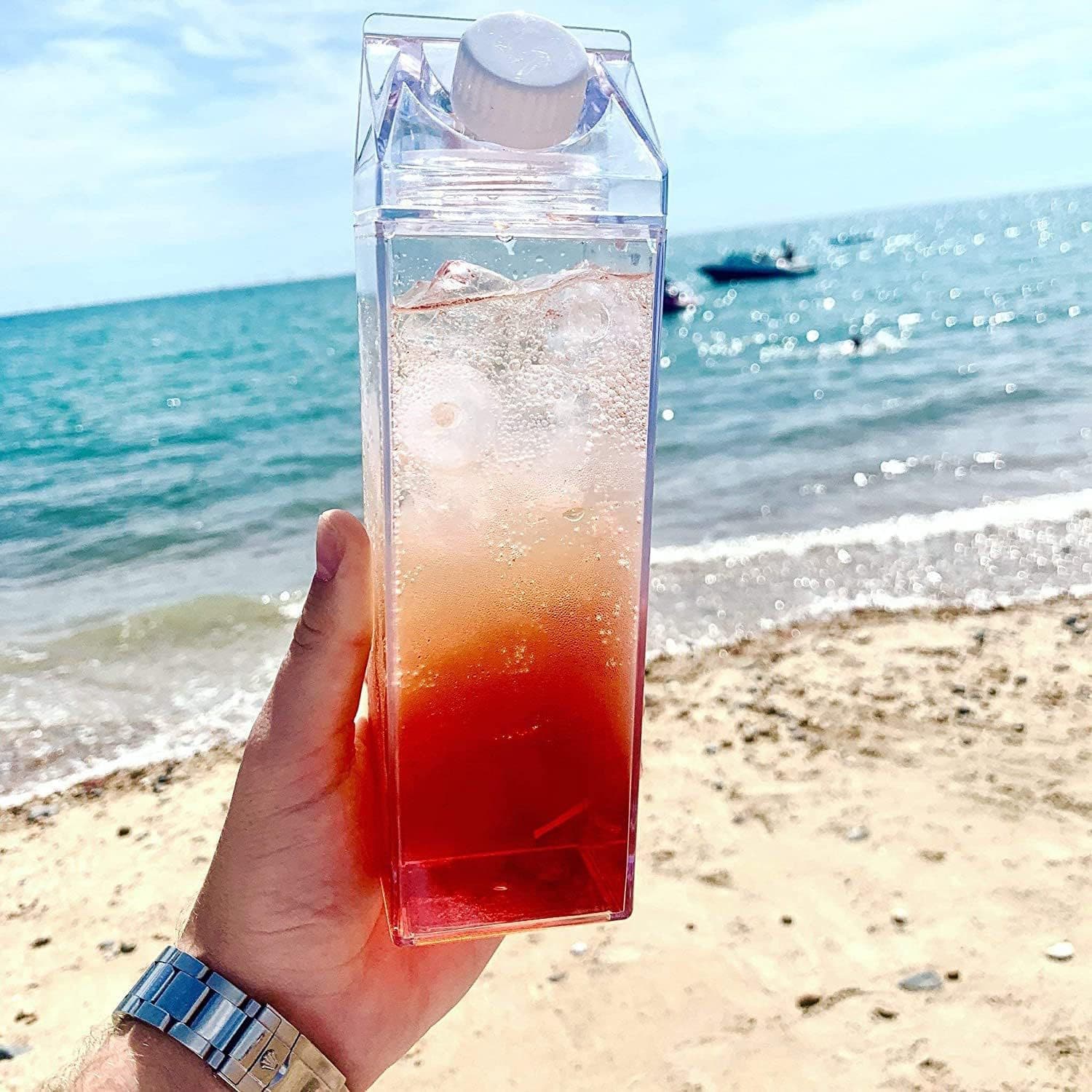 Square 500ML milk cup transparent ps juice cup milk tea household beverage dispensing cup outdoor sports portable cup