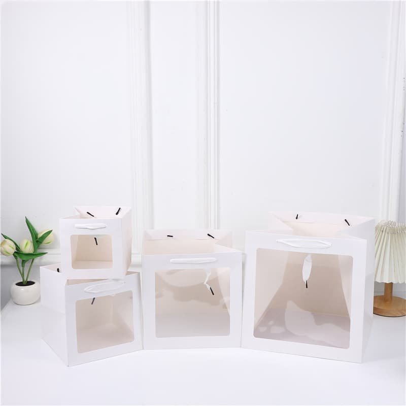 Square Gift Bag with Window Handle Transparent Toy Holiday Gift Bag Teacher's Day Gift Packaging Bag Wholesale