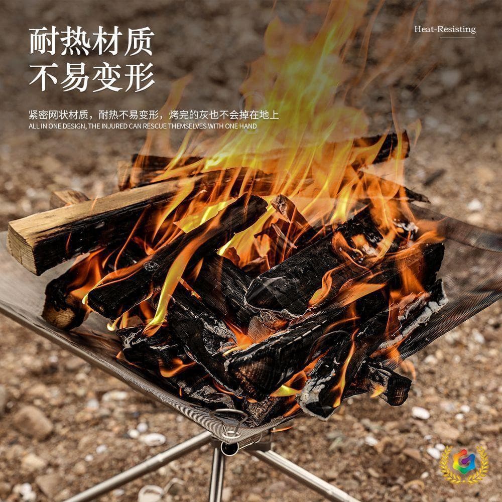 ✅ Outdoor Camping Fire Pit Stand Stainless Steel Fire Rack Portable Folding Wood Holder Camping BBQ Grill Rack
