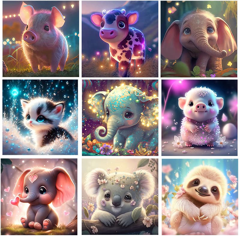Cross-border new diy cute little animal diamond painting 5D full diamond cross stitch decorative painting diamond painting manufacturer supply