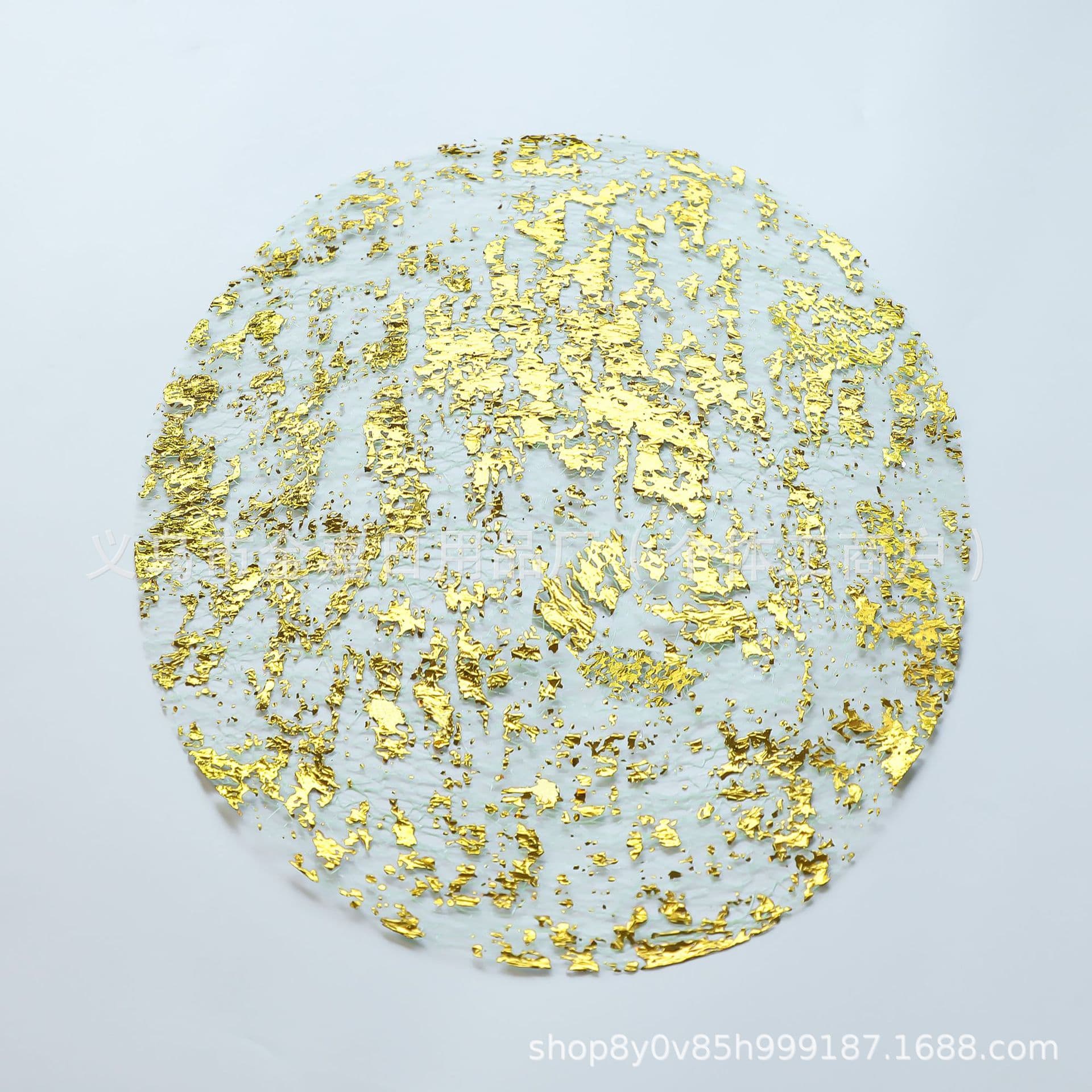 Amazon Cross-border Disposable Gold Placemats Metallic Round Gold Foil Grid Embossed Table Mats Placemats for Commercial Venues