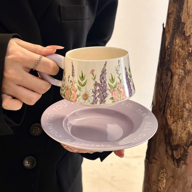 Beautiful coffee cup, office good-looking mug, birthday gift for best friend, practical ceramic drinking cup for girls