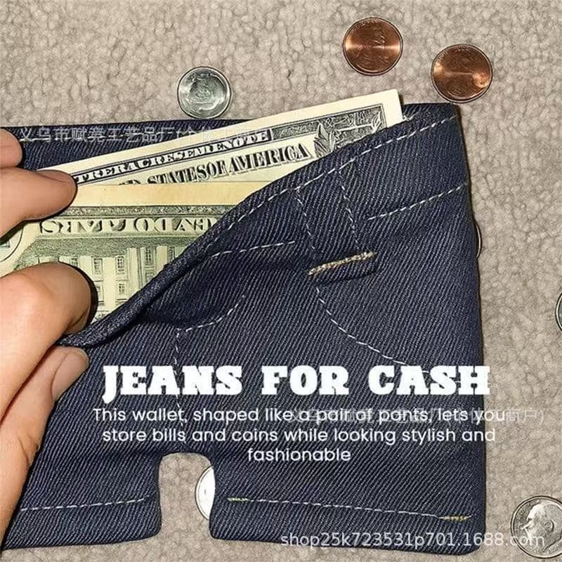 New cross-border product: Amazon mini denim wallet, foldable denim-shaped coin purse, small card holder.