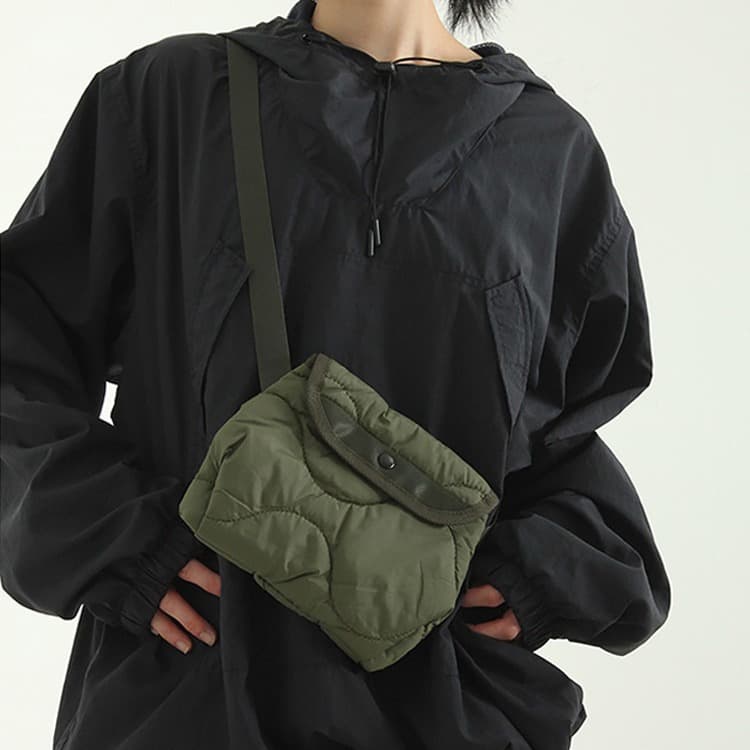 In Stock Korean Style Localmansion Nylon Small Bag Wave Quilting Bag Diamond Pattern Shoulder Crossbody Bag