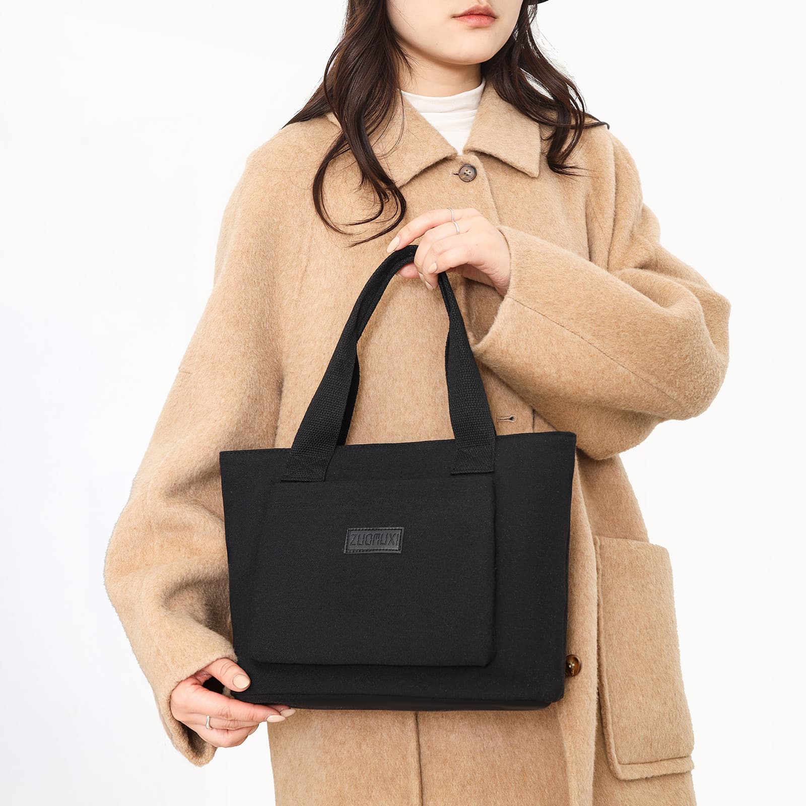 Canvas tote bag canvas bag tote bag women's bag solid color large capacity commuting shopping mommy bag outing handbag
