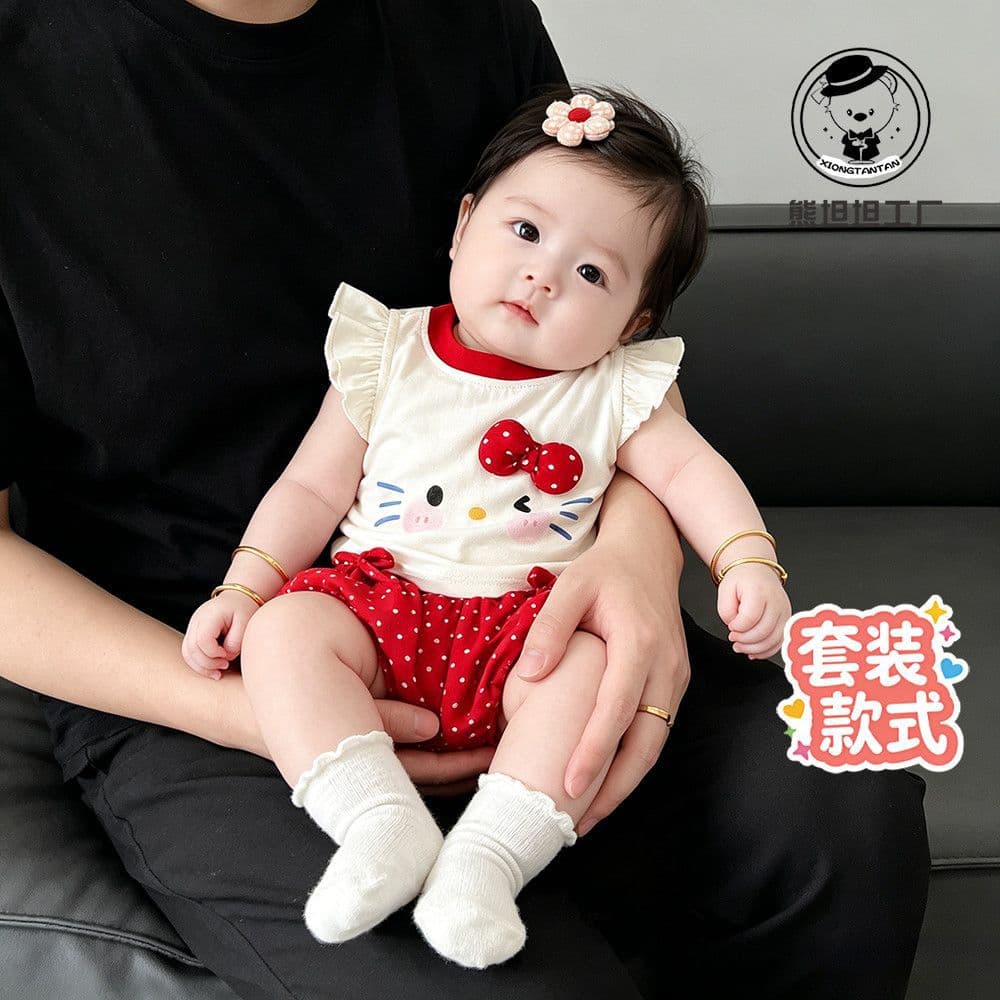 Girls summer clothing set 2026 new style children's short-sleeved shorts two-piece set baby clothes summer children's clothing