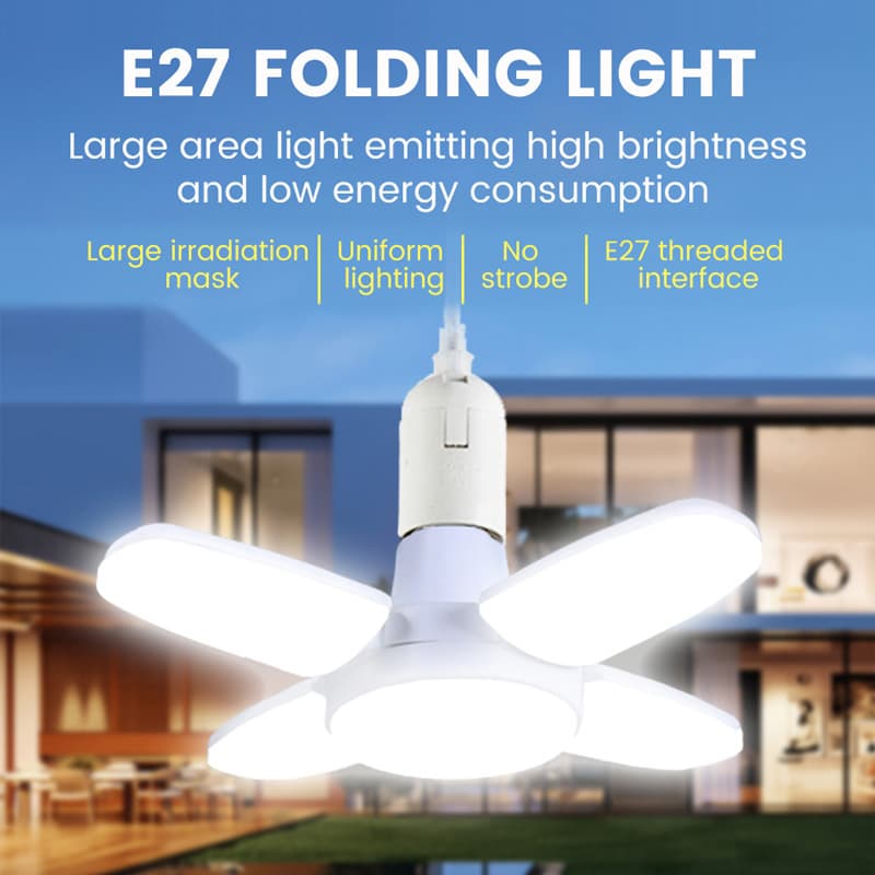 Folding LED tri-leaf light, four-leaf light, mini leaf bulb, blade light, garage light, in stock, available for export.