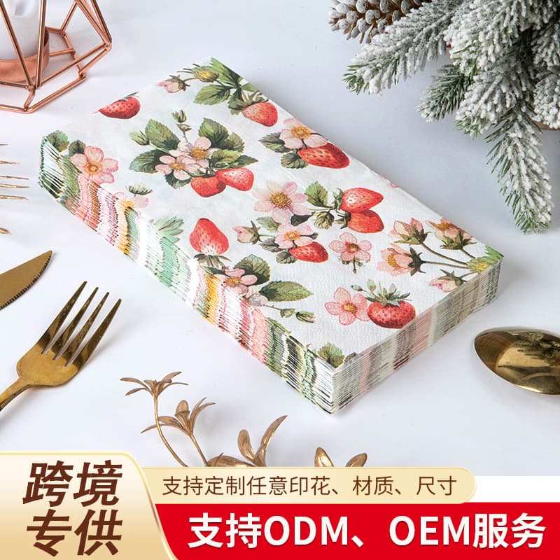 disposable party napkins strawberry print disposable napkins cross-border table decoration paper