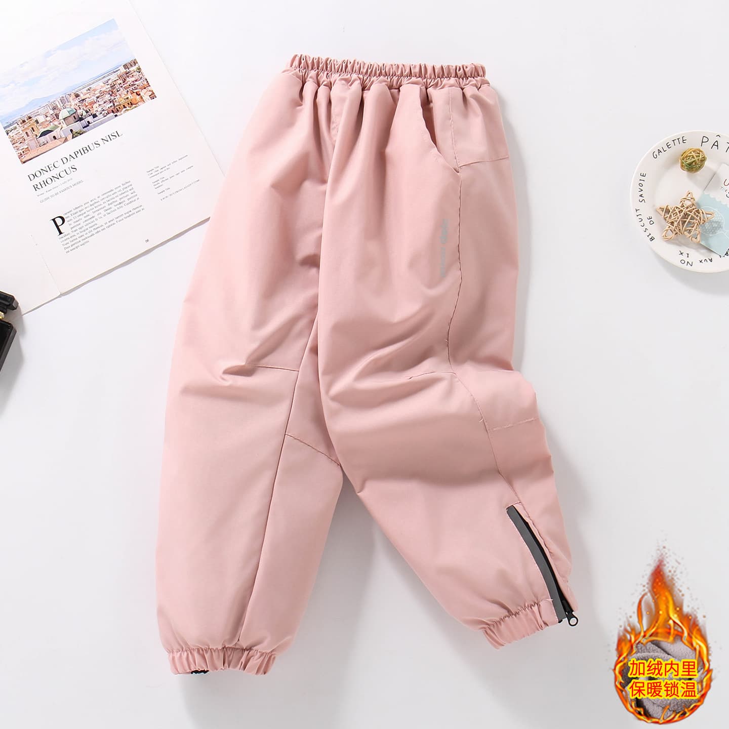 Children's Fleece-Lined Storm Pants 2025 Autumn/Winter Style Medium/Large Children Softshell One-Piece Fleece Thick Wide-Leg Pants Sports Warm Pants