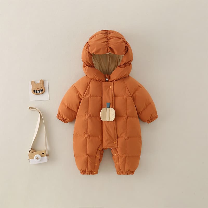 Outing clothes to keep baby warm in winter, autumn and winter, thickened onesies, newborn outing clothes, orange infants and young children