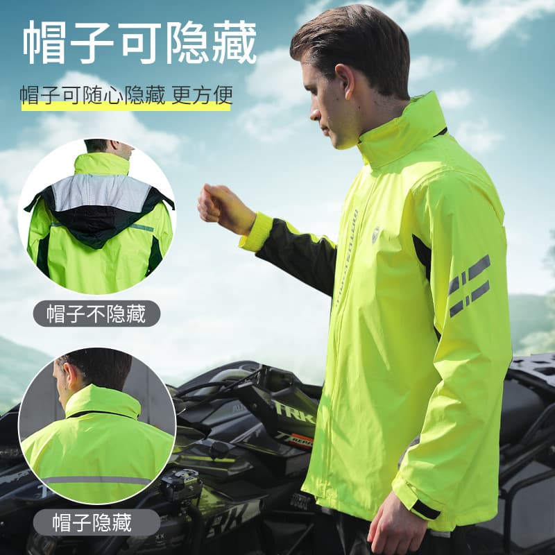 Men's Motorcycle Riding Full Body Waterproof Raincoat Pants Set Thin Split Electric Vehicle Rainwear Durable Nylon Fabric