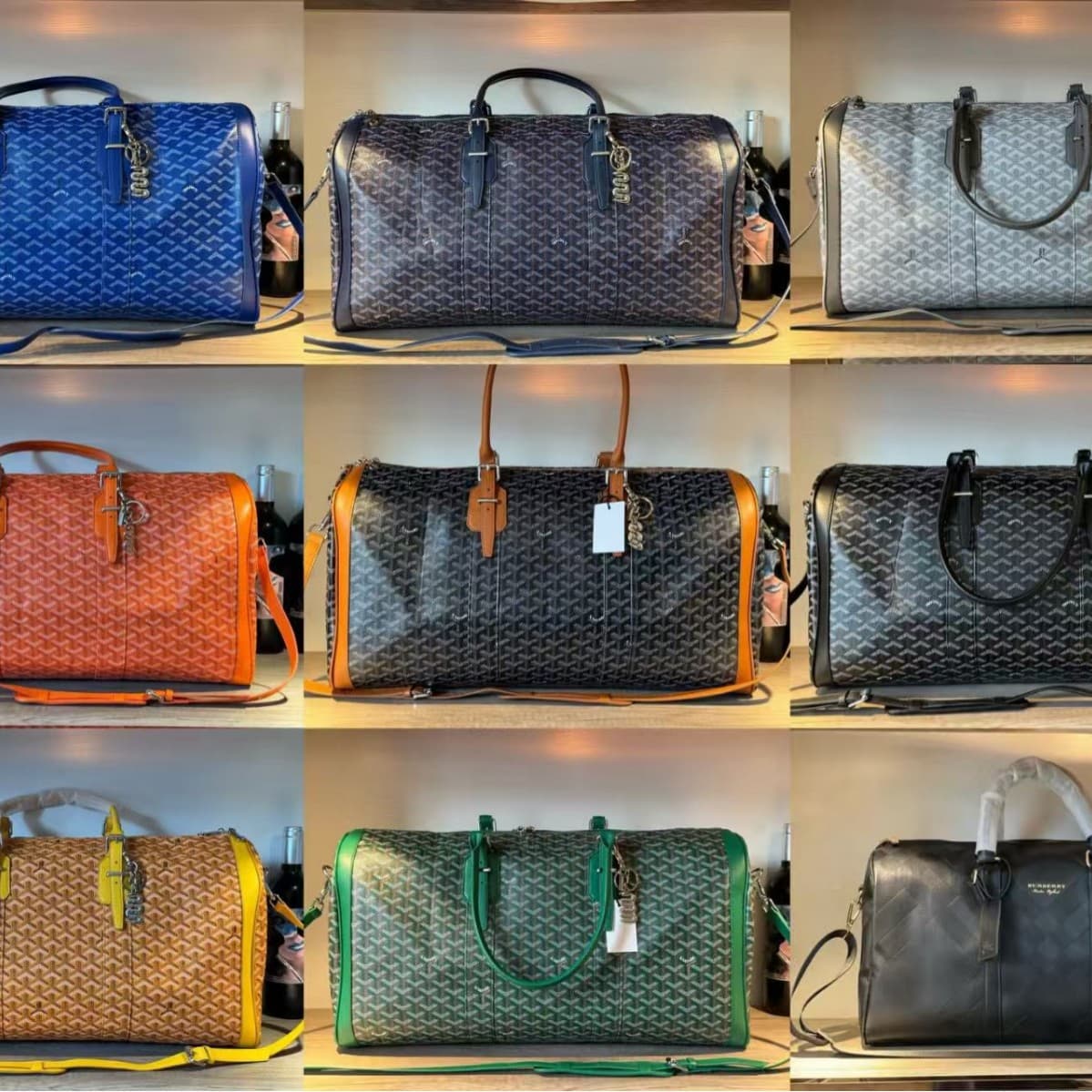 Goyard Travel Duffle Bag with Signature Monogram Canvas, Top Handle, Large Capacity