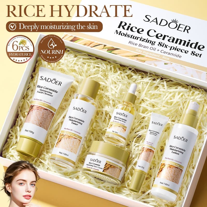 SADOER Rice Ceramide Moisturizing 6-Piece Set Deep Hydration Repair Skin Barrier Skincare
