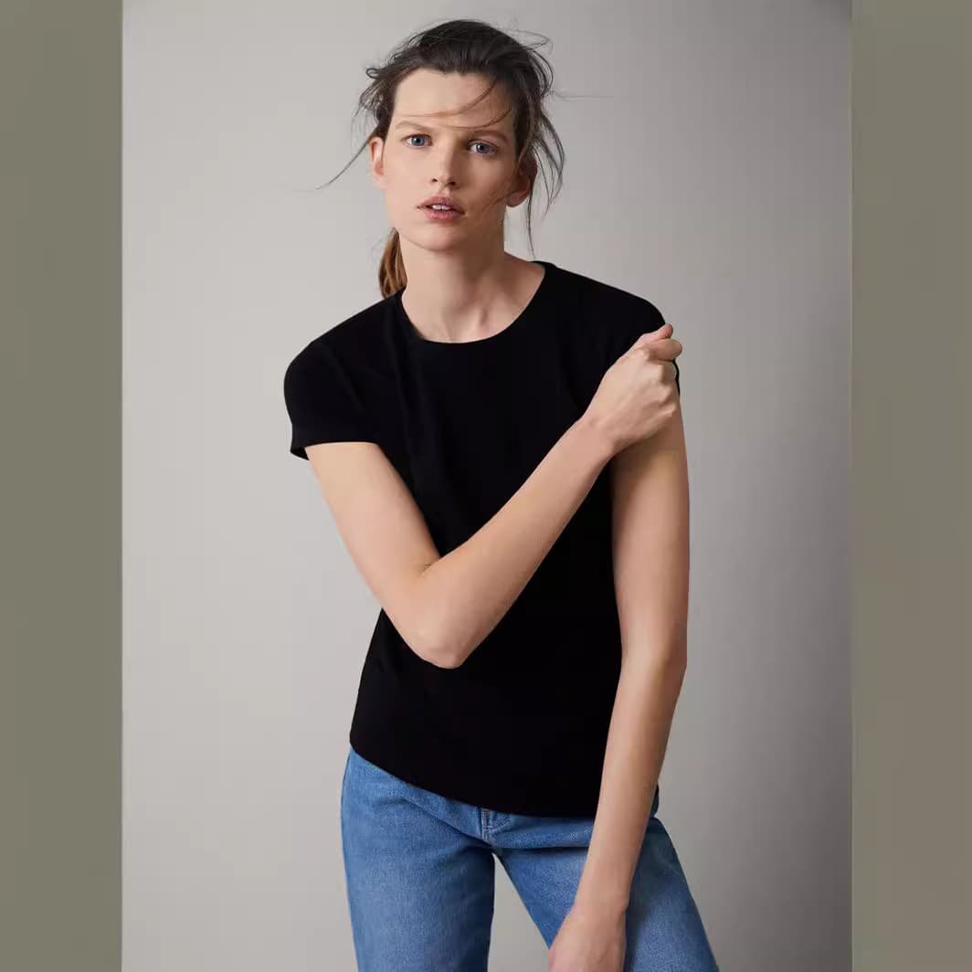 MD Pure Cotton Short-Sleeve T-Shirt for Women, Slim Fit Summer New Full Cotton Regular Shoulder Tee, Base Layer Half-Sleeve T, Slimming Top