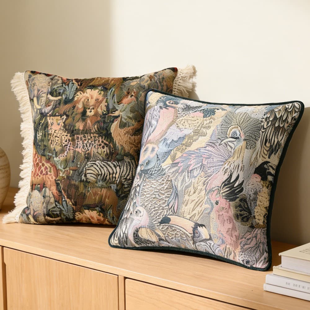 Vintage Jacquard Palace Style Throw Pillow for Sofa Living Room, Nordic Ins Back Cushion Cover for Living Room Sofa Bedroom Decoration