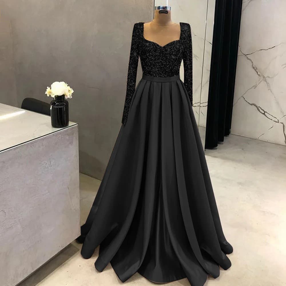 New Aliexpress Cross-Border Evening Dress, Elegant and Classy Long-Sleeved Women's Dress for Banquets, Weddings, and High-End Occasions