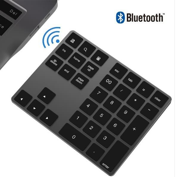 34-Key Bluetooth Numeric Keypad Aluminum Alloy for Apple MacBook Laptop Tablet Universal Keyboard
