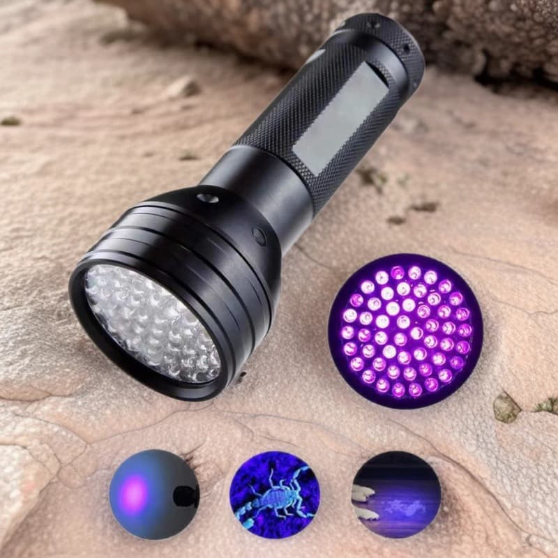 Purple light 395 aluminum alloy flashlight 51LED banknote inspection anti-counterfeiting fluorescent agent detection side scorpion lamp ultraviolet flashlight