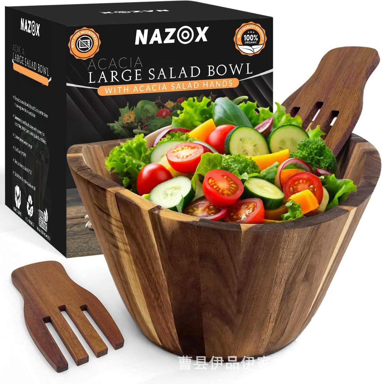 Japanese Style Wooden Salad Bowl Kitchen Tool Vegetable Fruit Plate Acacia Wood Dining Utensil Wooden Bowl Cheese Salad Bowl