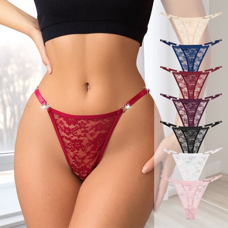 Cross-Border Women's Panties Lace Heart Buckle Seductive Lingerie European and American Size New Panties In Stock