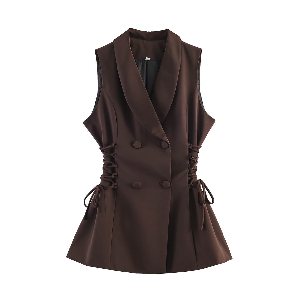 PB&ZA Women's 2026 Summer New Arrival Fashionable Commuter Style Blazer with Stitching Collar and Tie-front Vest Jacket