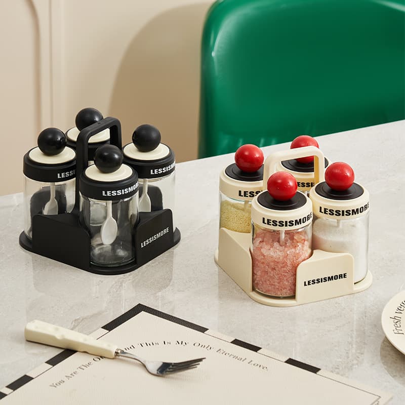 Multi-functional Combination Storage Box, Spice Rack, No-drill Installation Set, Wall-mounted Kitchen Salt Jar