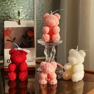Cross-border Bear Scented Candle Craft Creative Rose Bear Candle Couple Anniversary Wedding Gift Souvenir