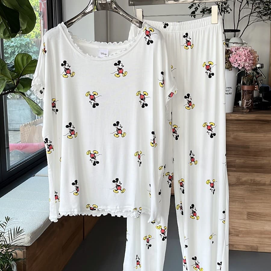 Women's Summer Short-Sleeved Shorts Set, Cartoon Print Homewear, Loose and Sweet Pajamas