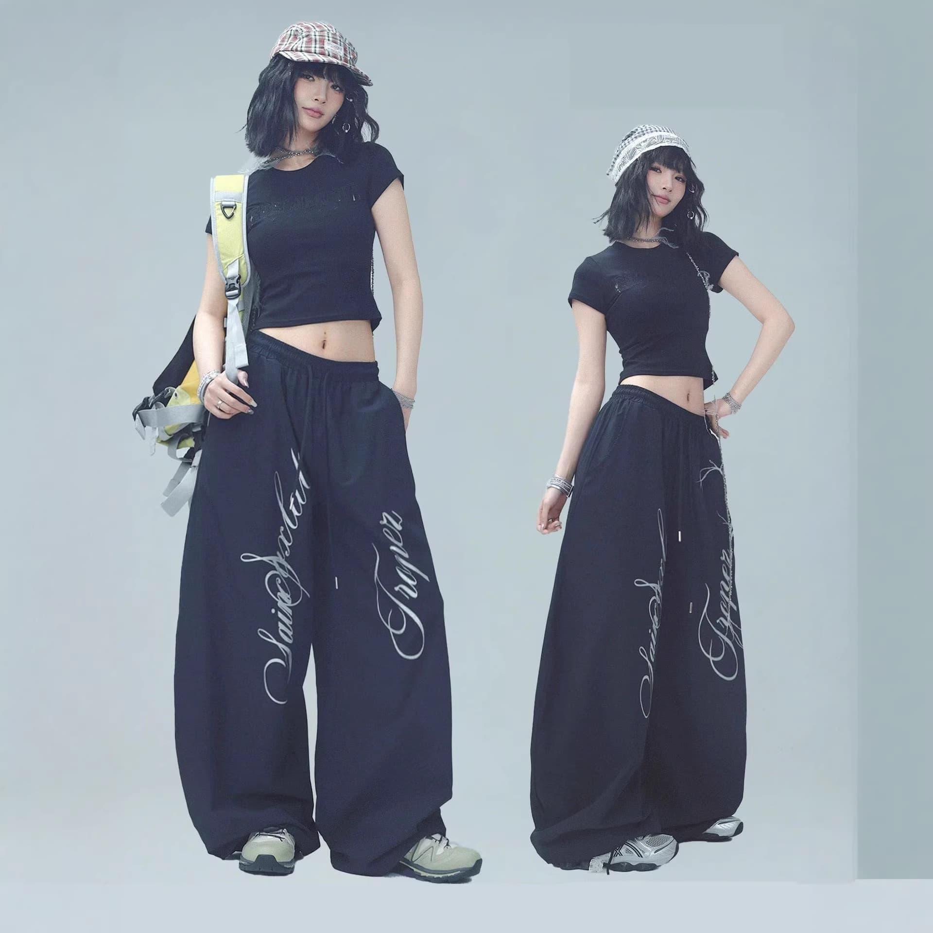 Quick-Dry Jazz Dance Outfit Curved Leggings for Women Summer Hot Girl Slimming Draping Versatile Hip-Hop Street Dance High-Waist Wide-Leg Pants