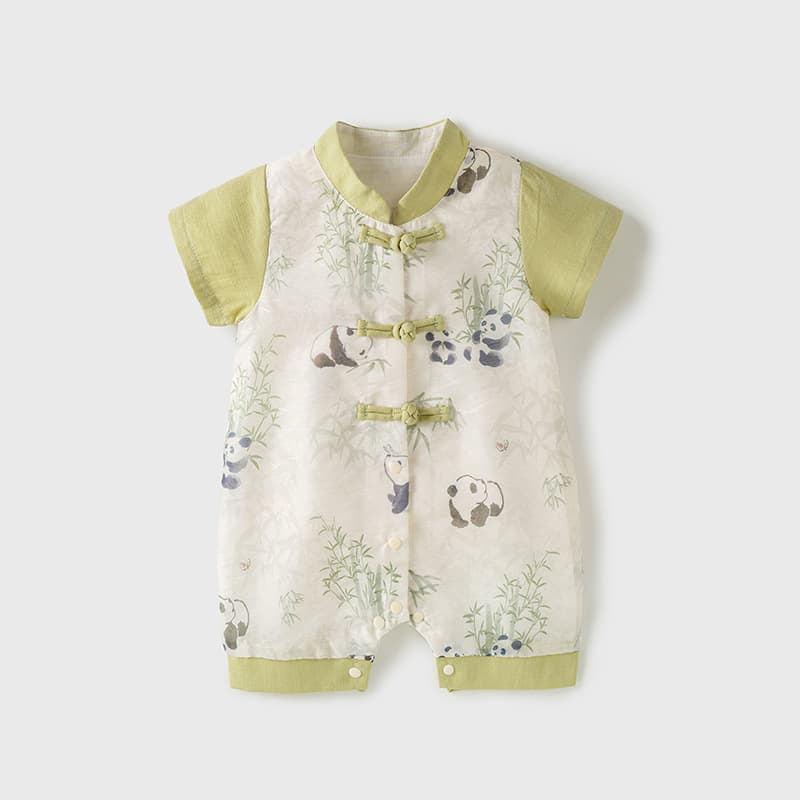 Baby clothes summer newborn male and female baby onesies thin one-piece full moon hundred days Chinese style thin going out clothes
