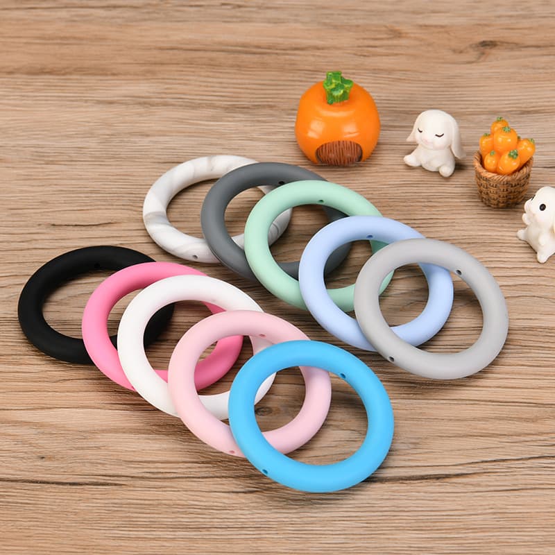 New 65mm Silicone Ring Baby Teething Food Grade DIY Silicone Beads Ring Baby Teether Chew Toy Non-toxic Safe Durable